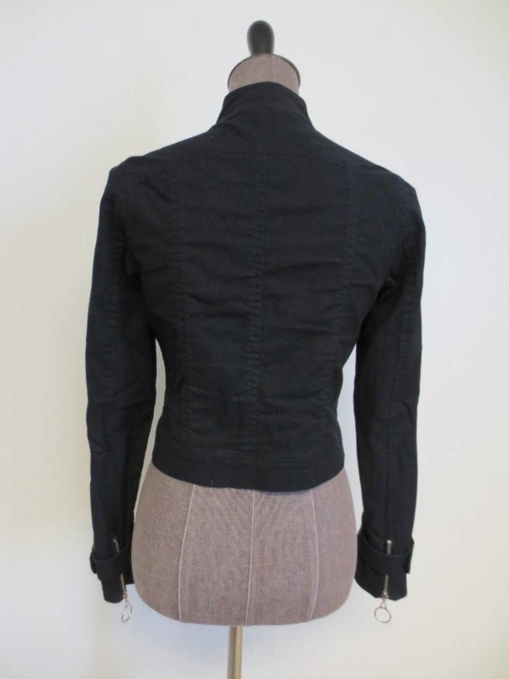 Rampage Black Moto Jacket w/ Silver Hardware Denim Fashion Stylish Crop - S - Picture 3 of 11